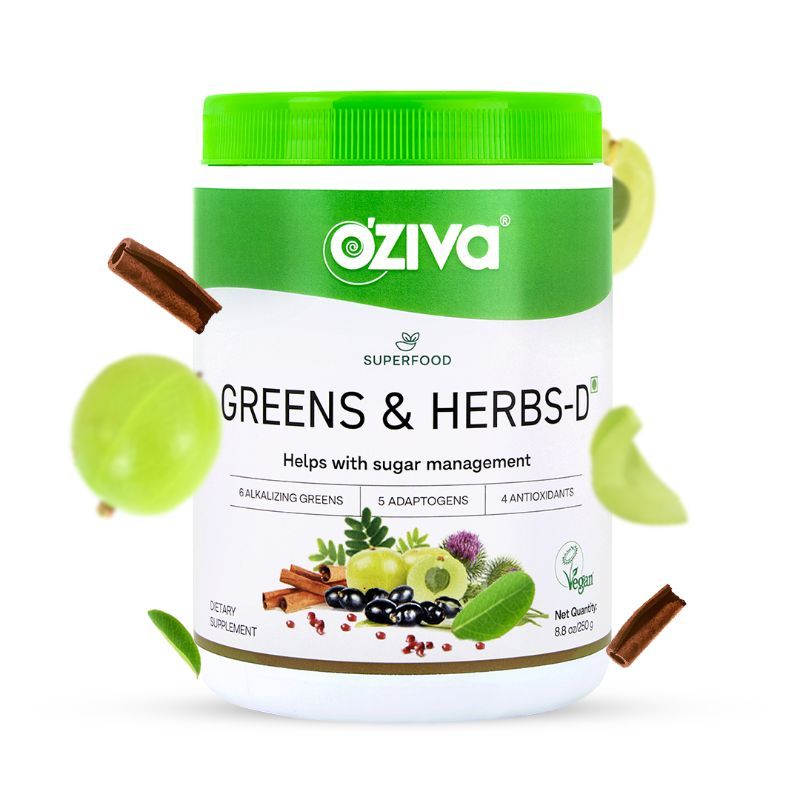 OZiva Superfood Greens & Herbs for Diabetes & Prediabetes Sugar