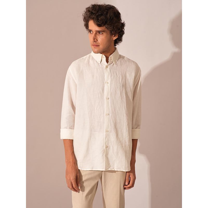 Buy Selected White Solid Linen Shirt Online