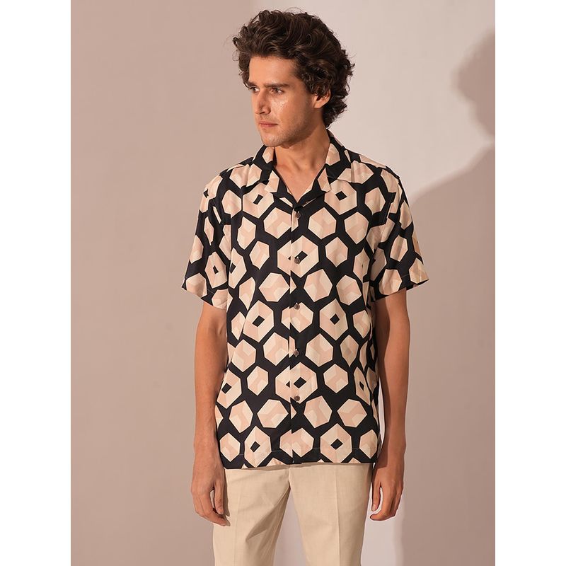 Selected Black Printed Tencel Shirt (XS)