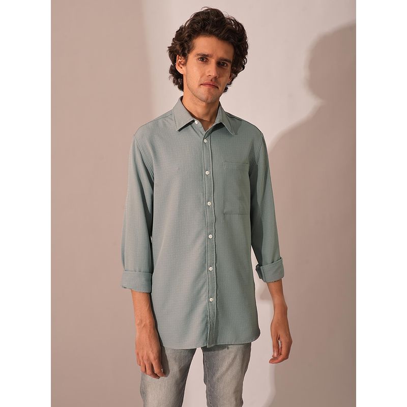 Selected Green Waffle Textured Cotton Shirt (S)