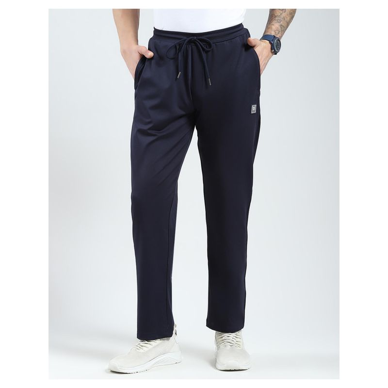 Monte Carlo Mens Navy Blue Solid Regular Fit Trackpant (L)
