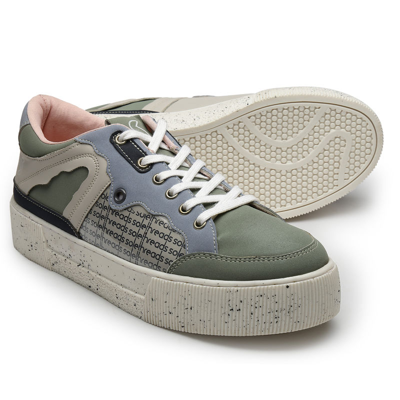 SOLETHREADS Cypher Solid Olive & Blue Women Sneakers (UK 5)