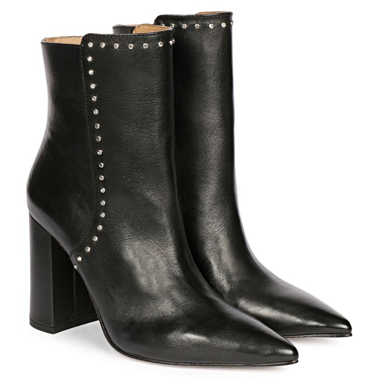 Saint G Fia Black Leather Block Heel Boots (UK 3)