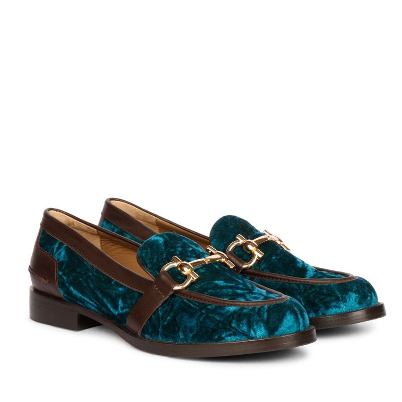 Saint G Cinzia Teal Velvet Loafers (UK 6)