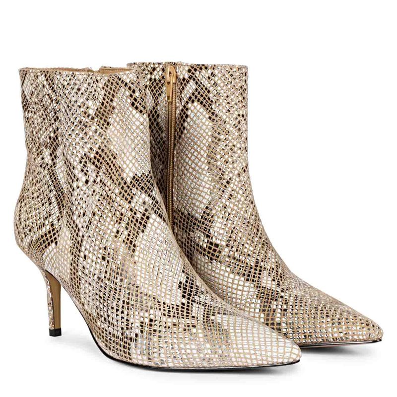 Saint G Lottie Brown Snake Print Leather Kitten Heel Ankle Boots (UK 3)