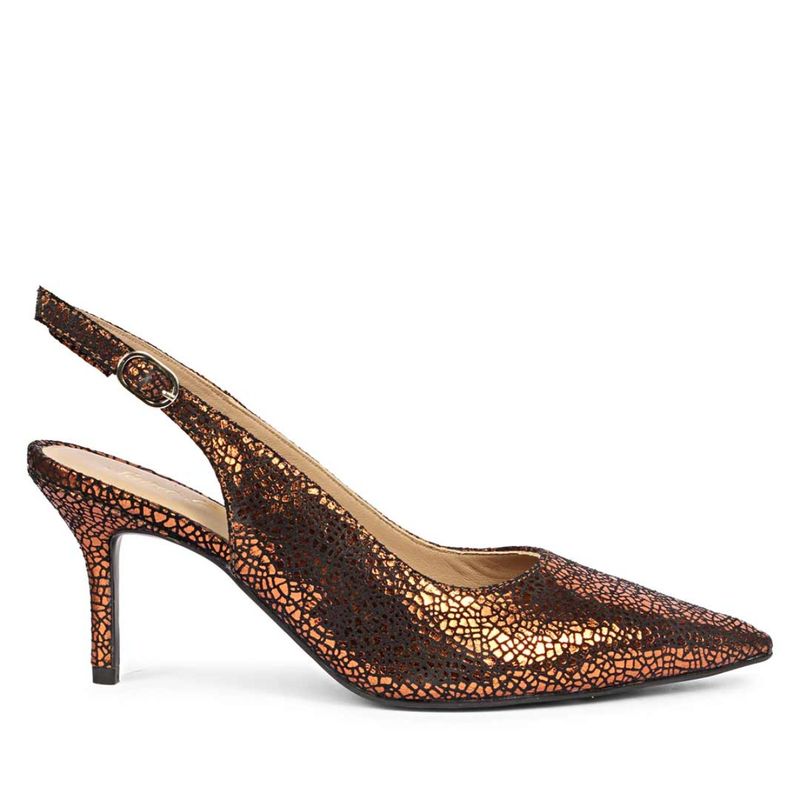 Saint G Callie Cracked Gold Bronze Leather Mule Heels (UK 4)
