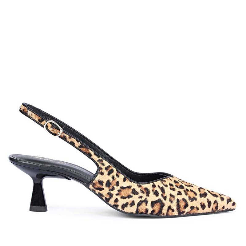 Saint G Jeanne Leo Print Leather Mule Heels (UK 3)