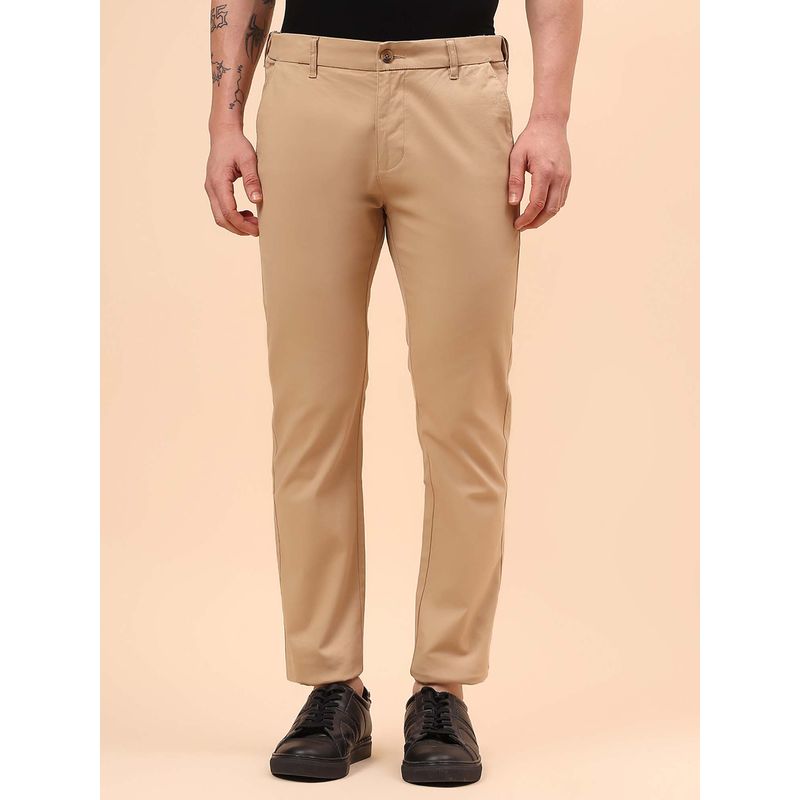 Cantabil Men Khaki Solid Casual Regular Fit Trouser (32)