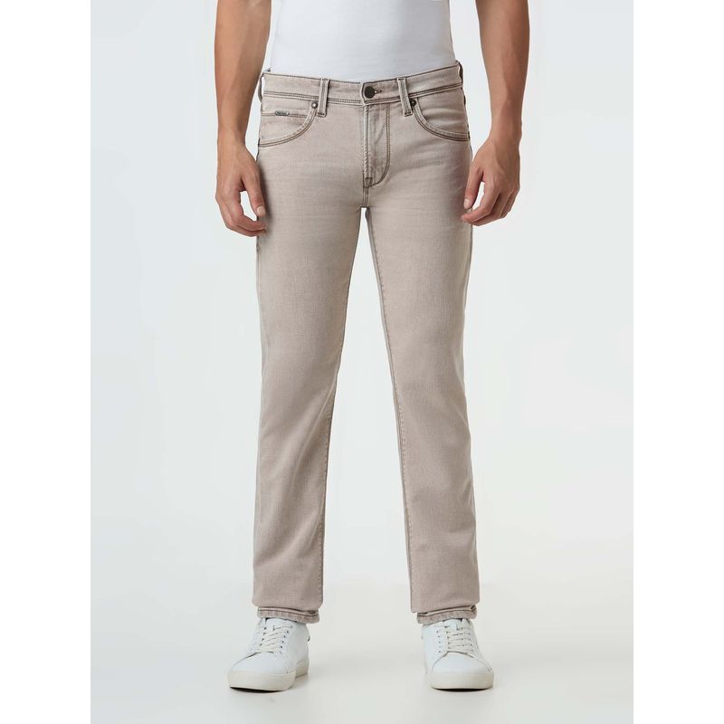 Pepe Jeans Men Beige Mid Rise Slim Fit Stretchable Jeans (30)