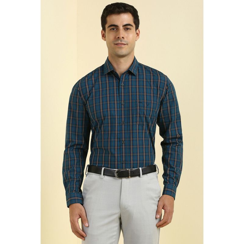 Allen Solly Men Navy Blue Checks Full Sleeves Shirt (39)
