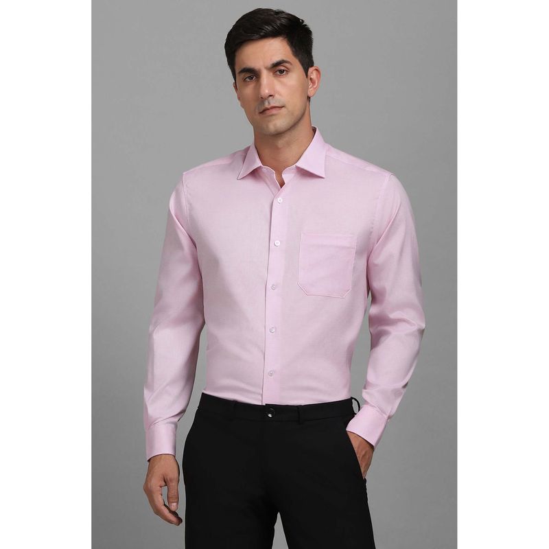 Louis Philippe Men Pink Regular Fit Textured Full Sleeves Shirt (40)