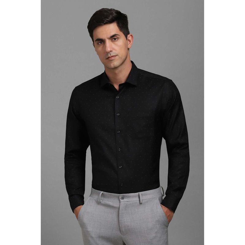 Louis Philippe Men Black Slim Fit Print Full Sleeves Shirt (39)