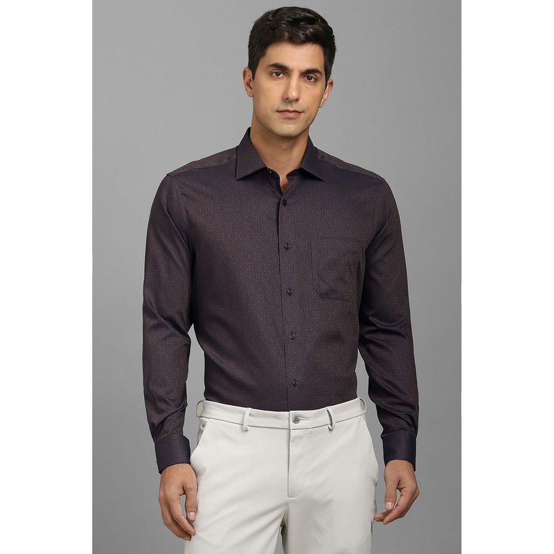 Louis Philippe Men Brown Self Design Full Sleeves Shirt (40)