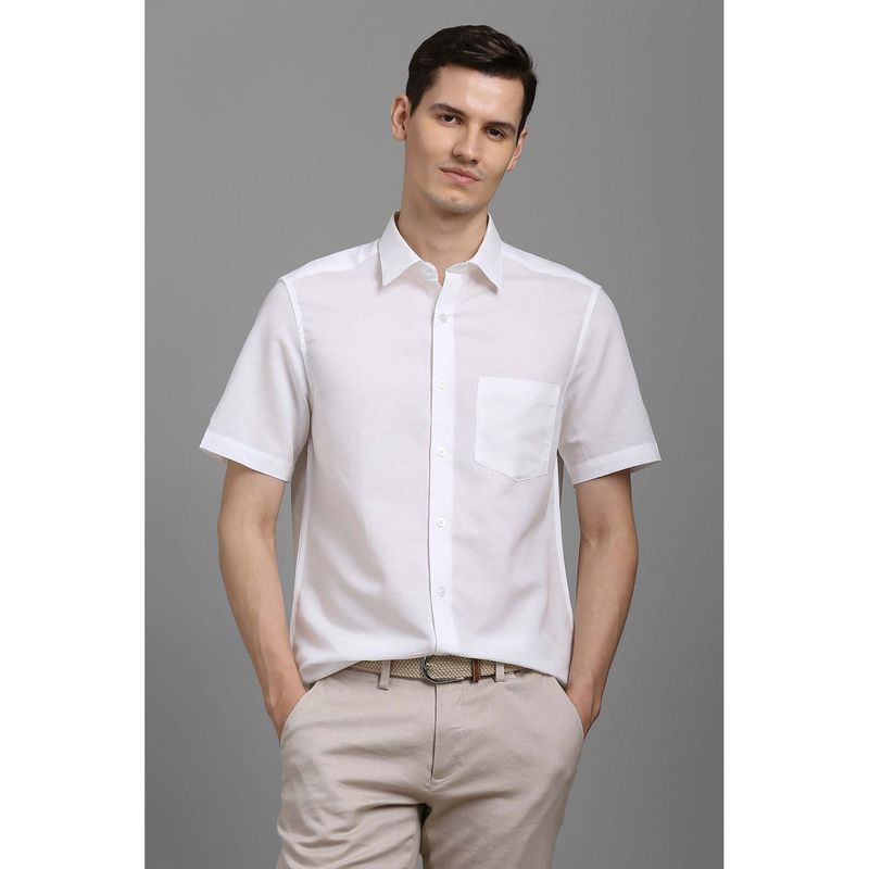 Louis Philippe Men White Solid Half Sleeves Shirt (40)
