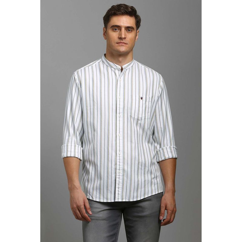 Louis Philippe Men White Stripes Full Sleeves Shirt (39)