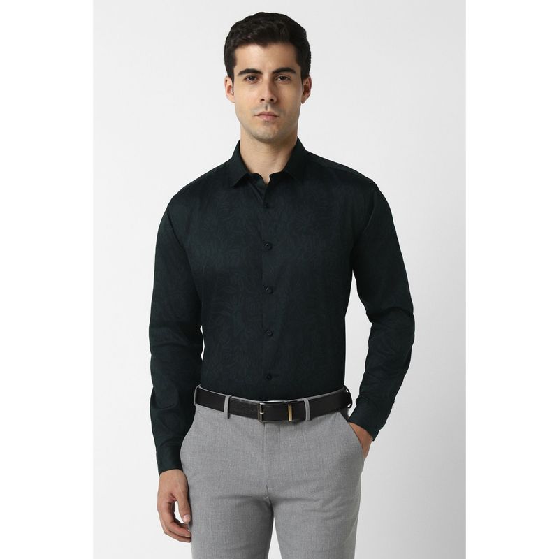 Van Heusen Men Black Slim Fit Print Full Sleeves Party Shirt (39)