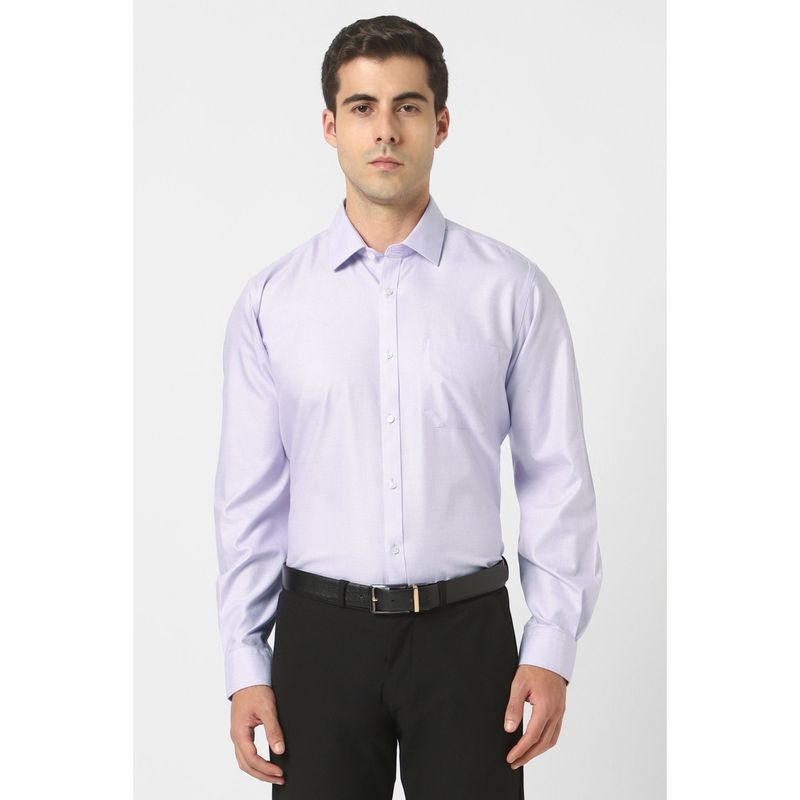 Van Heusen Men Lavender Solid Full Sleeves Shirt (44)