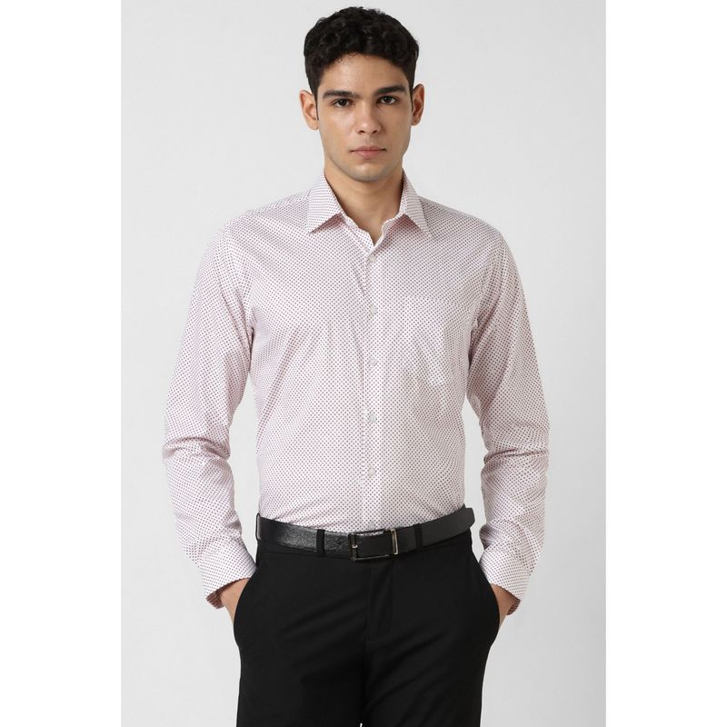 Van Heusen Men White Print Full Sleeves Shirt (39)