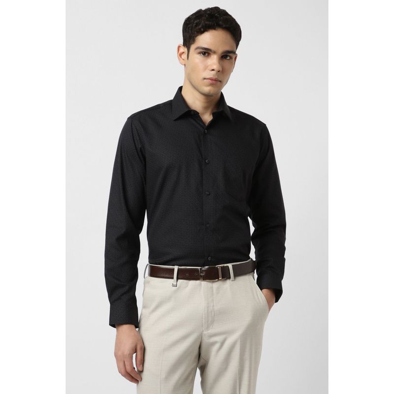 Van Heusen Men Black Regular Fit Full Sleeves Shirt (39)