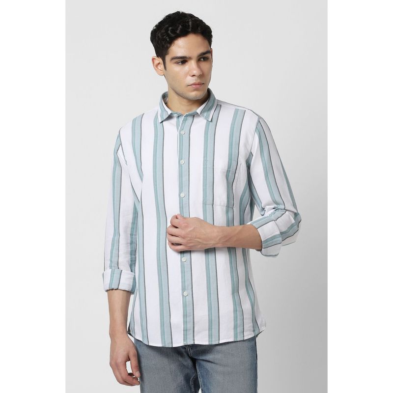Van Heusen Men White Stripes Full Sleeves Shirt (38)