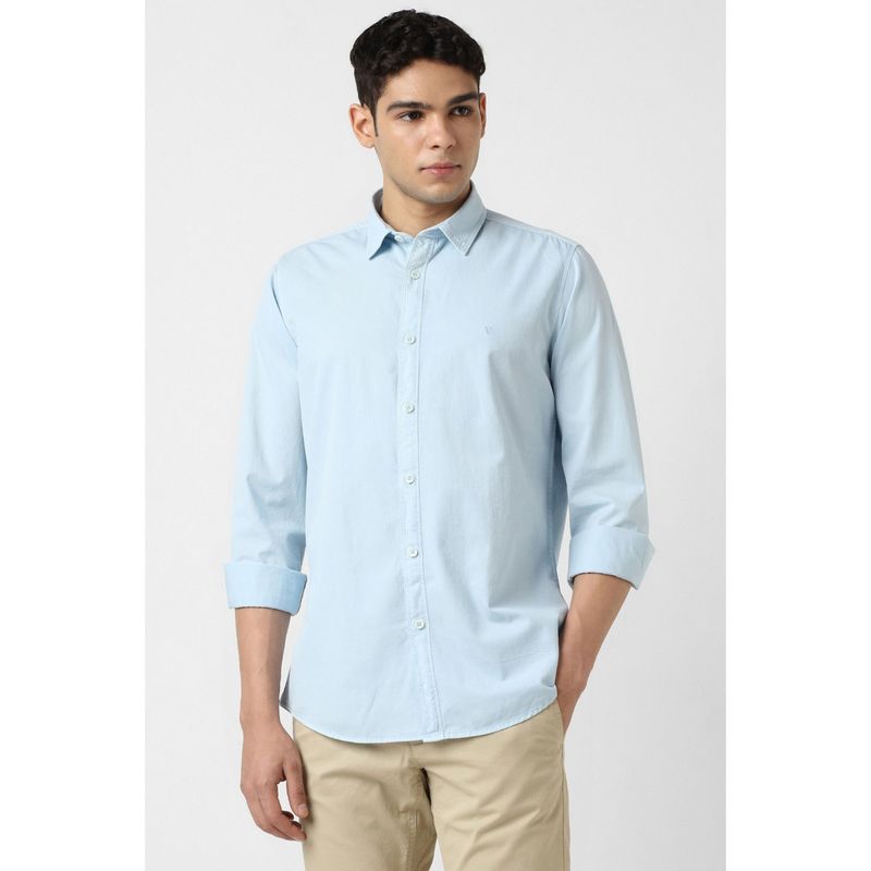 Van Heusen Men Light Blue Solid Full Sleeves Shirt (40)