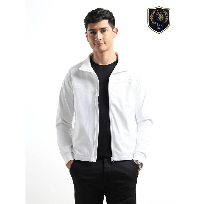 U.S. POLO ASSN. White Solid Regular Fit Jacket (XL)