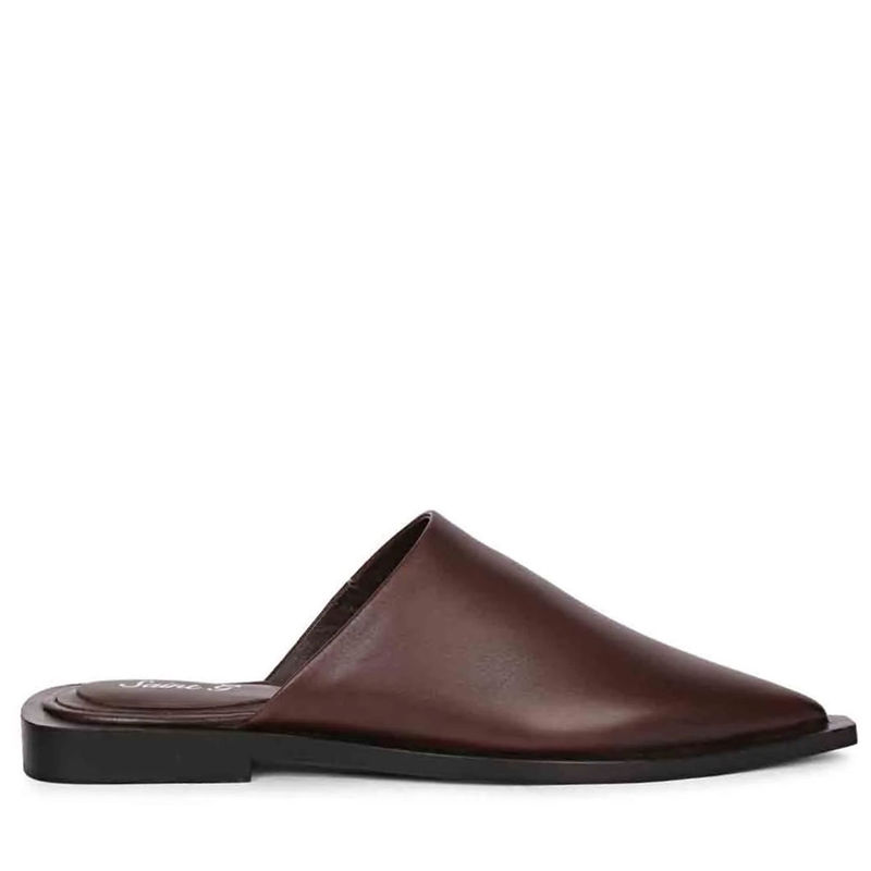 Saint G Sara Chocolate Leather Flat Mules (Uk 3)