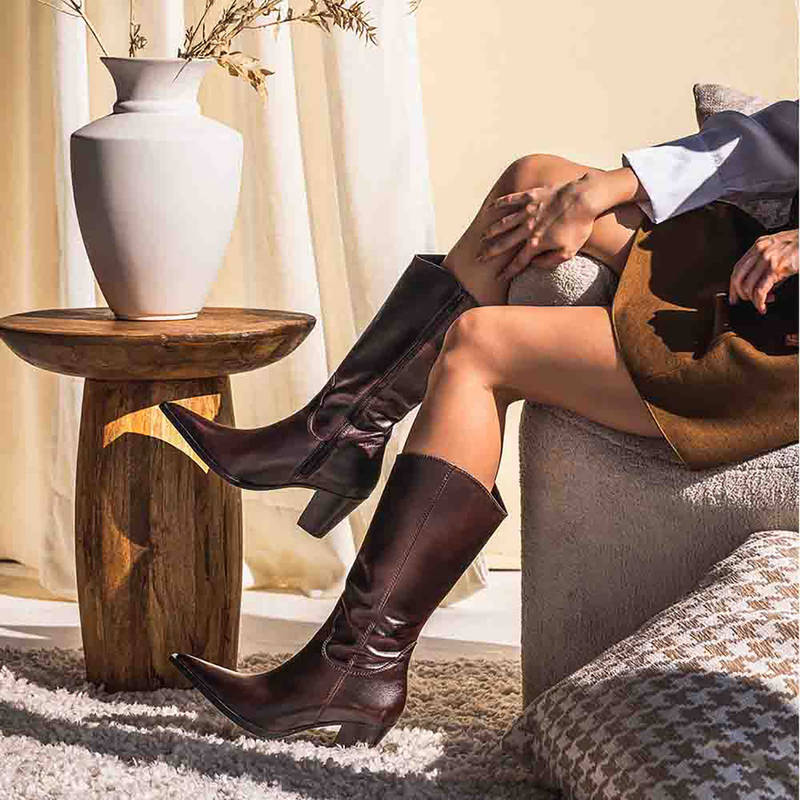 Saint G Prune Brown Leather Calf Boots (UK 3)
