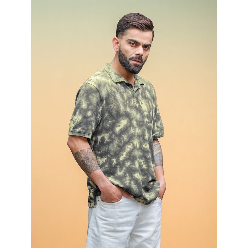WROGN Marble Tie And Dye Comfort Fit T-Shirt Olive (S)