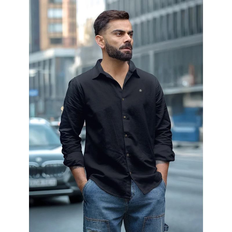 WROGN Linen Blend Slim Fit Shirt - Black (S)