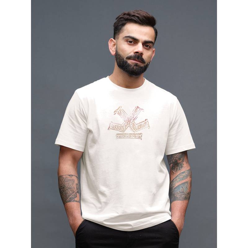 WROGN White Printed Slim Fit T-shirt (L)
