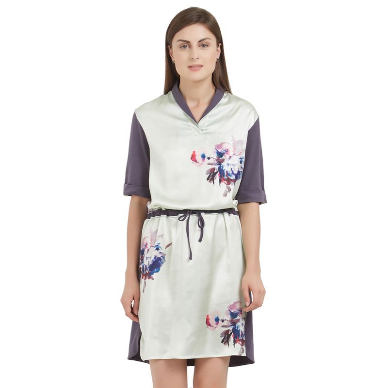 SOIE Womens Printed Knee Length Nightdress - Multi-Color (L)(L)