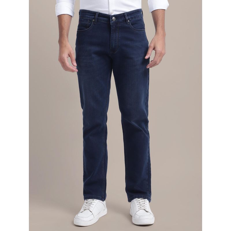 AM SWAN Blue Stretchable Men's Jeans with a Clean Straight Fit (36)