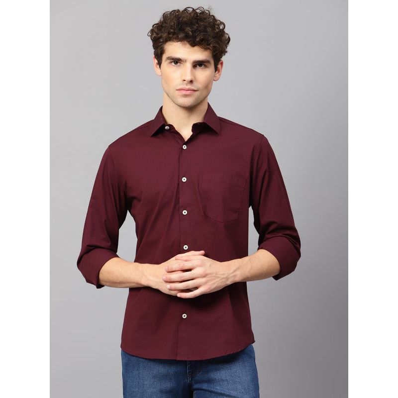 AM SWAN Wine Casual Shirt for Men (S)