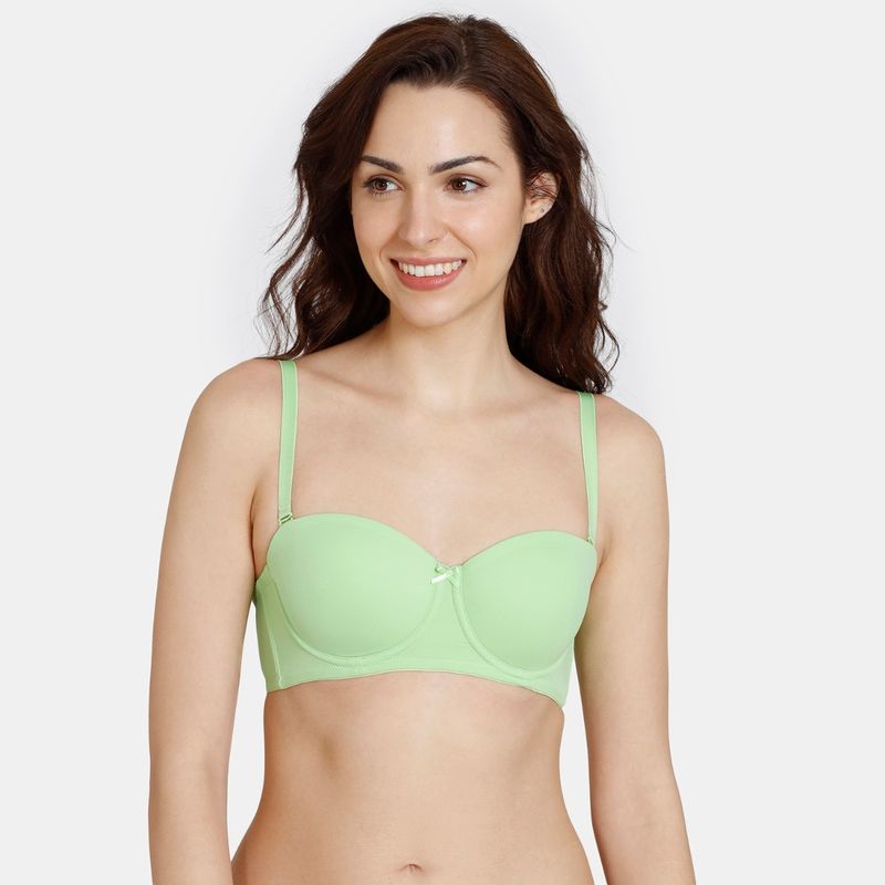 Zivame Beautiful Basics Padded Wired 3-4Th Coverage Strapless Bra - Jade Lime - Green (34C)