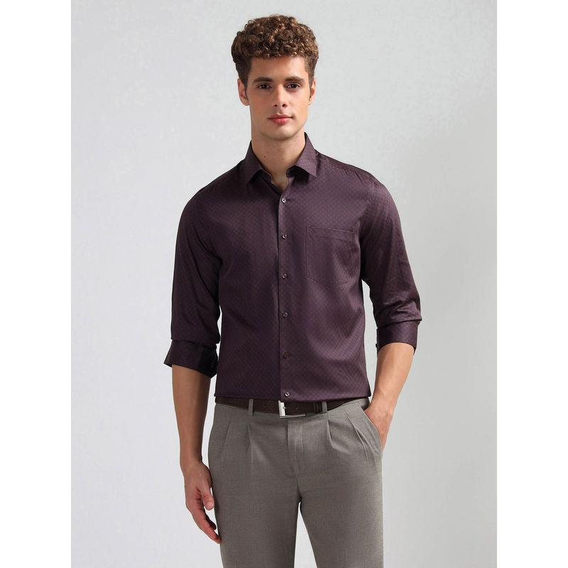 Arrow Men Purple Manhattan Slim Fit Satin Shirt (38)