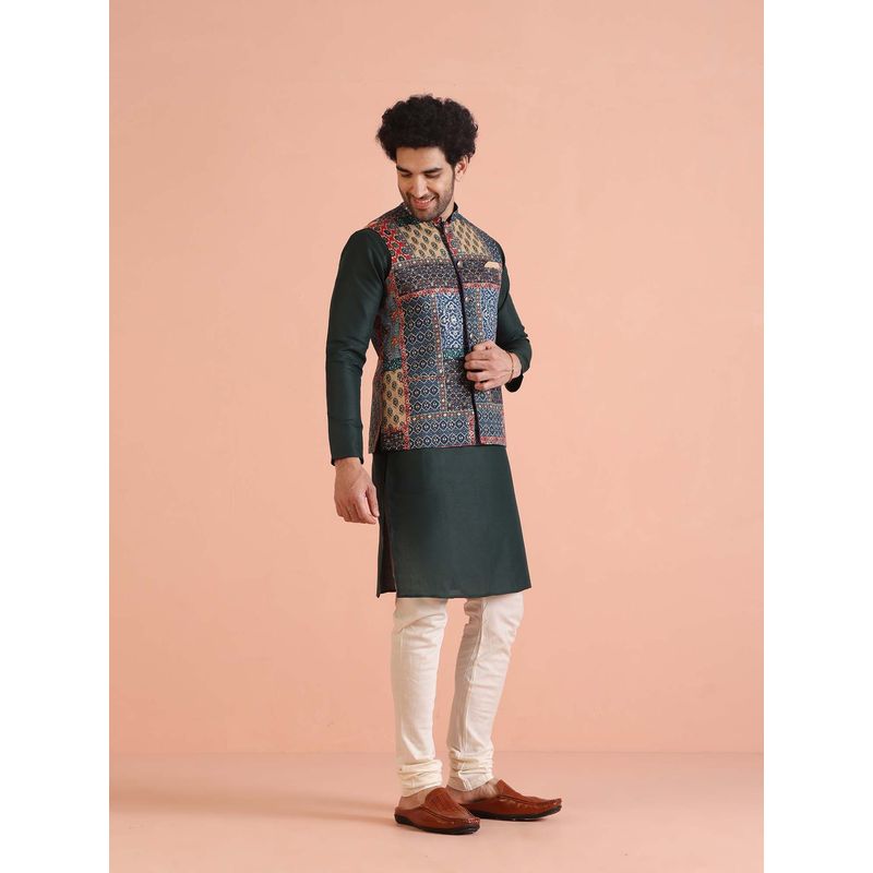 KISAH Multi Cotton Printed Jacket Kurta with Churidar (36)