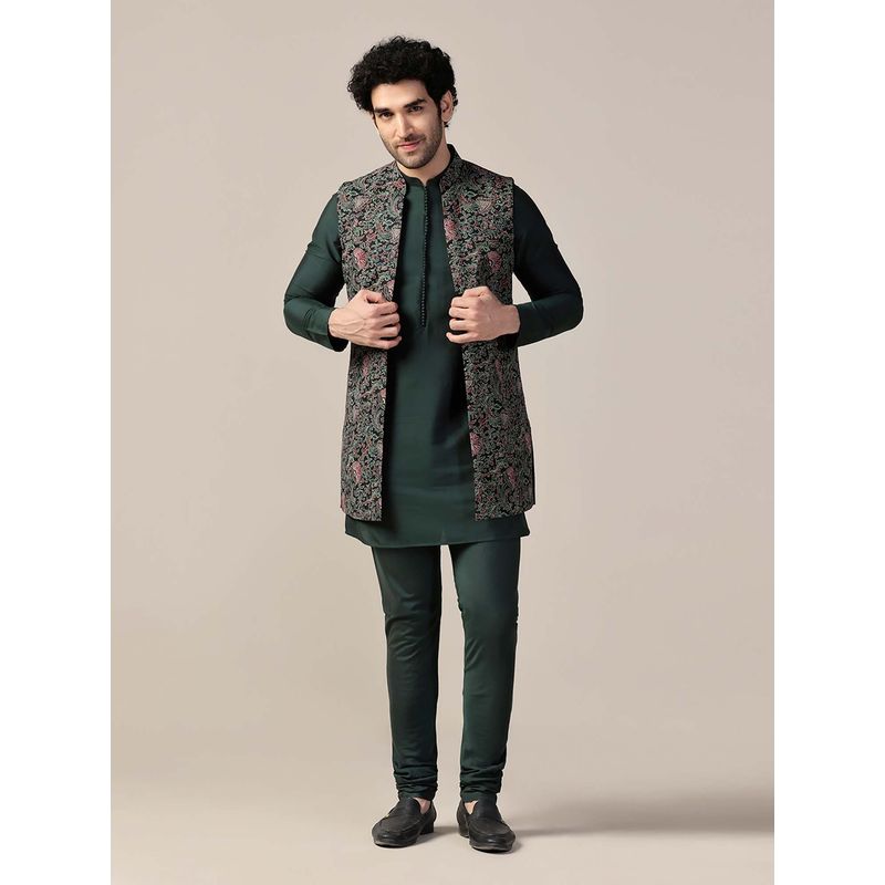 KISAH Multi Color Silk Blend Printed Nehru Jacket with Kurta & Trouser (44)