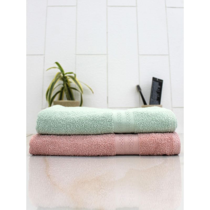 Buy AVI LIVING Set of 2 Quick Dry Cotton Bath Towel, 400 GSM, Mint