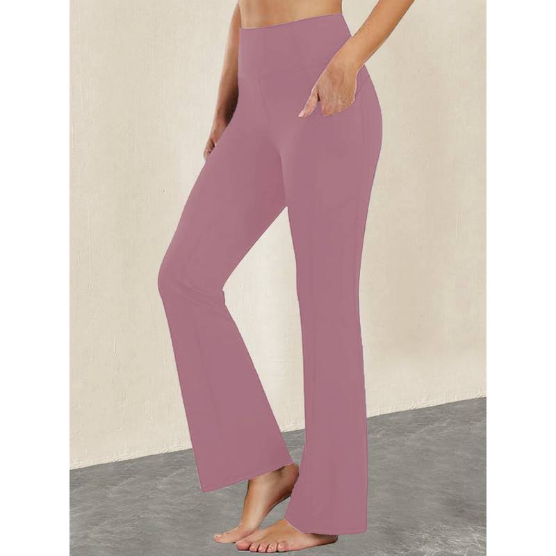 CHKOKKO Women Pink Polyester Solid Flared Pant (6XL)