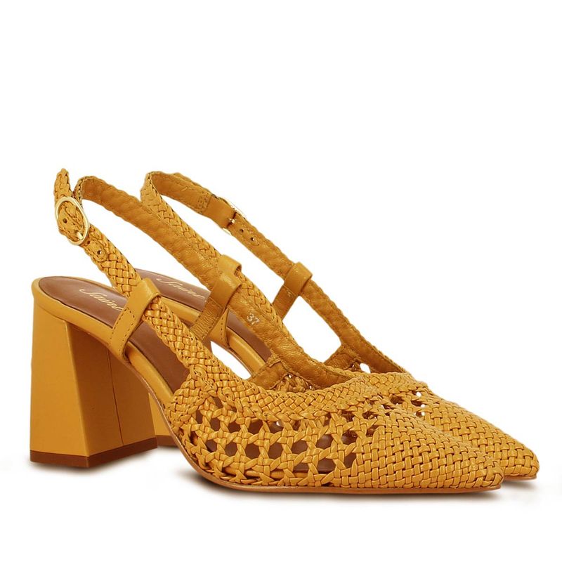 Saint G Yellow Woven Leather Sandals (EURO 37)