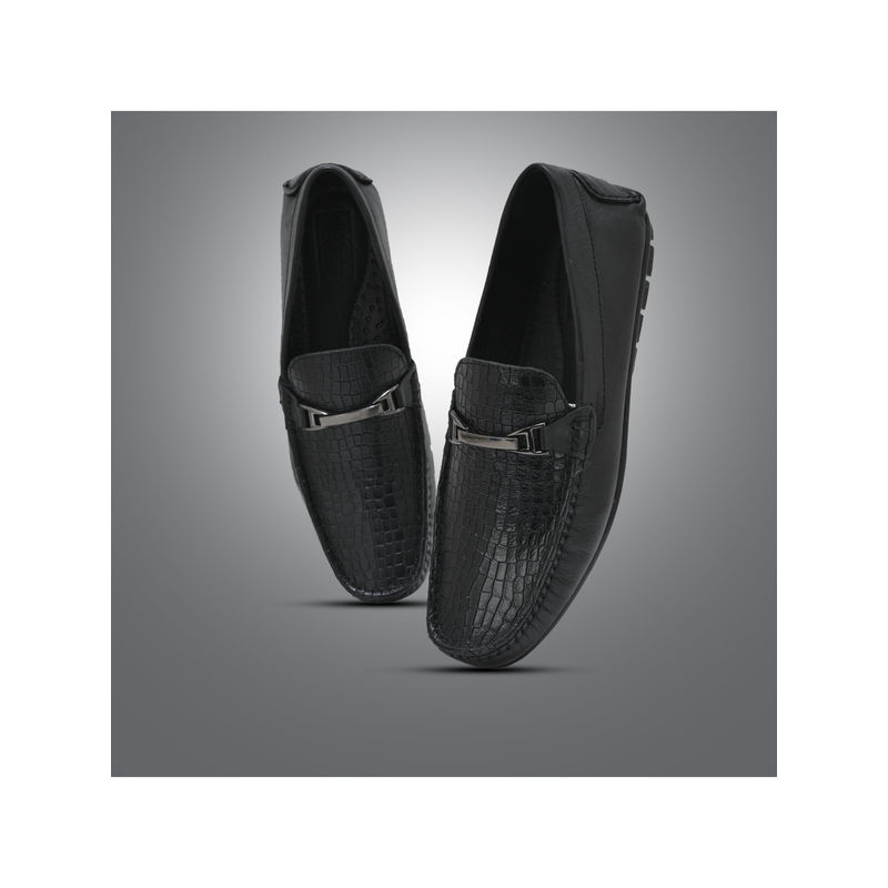 WOODLAND Mens Black Formal Loafers (UK-7)