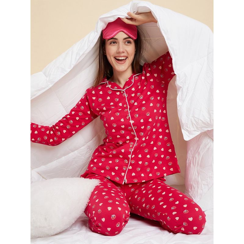 Sweet Dreams Women Printed Full Sleeves Pyjama (Set of 2) (L)