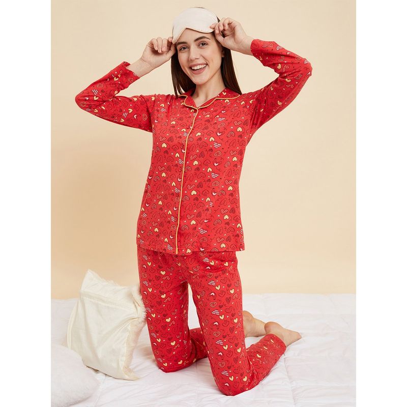 Sweet Dreams Women Printed Full Sleeves Pyjama (Set of 2) (M)