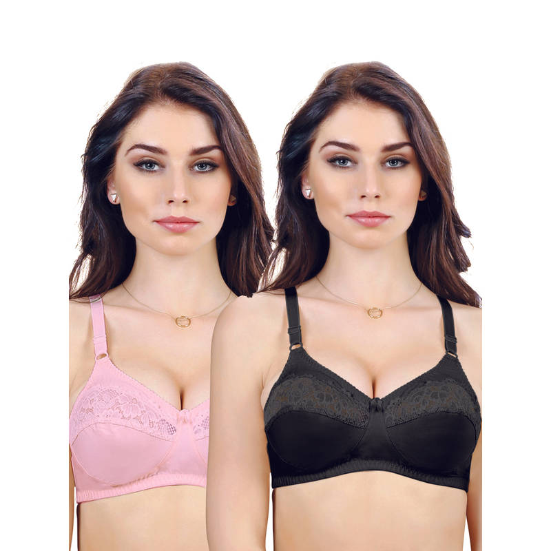 Groversons Paris Beauty women's cotton full coverage non-padded non-wired bra-PO2 (34B)