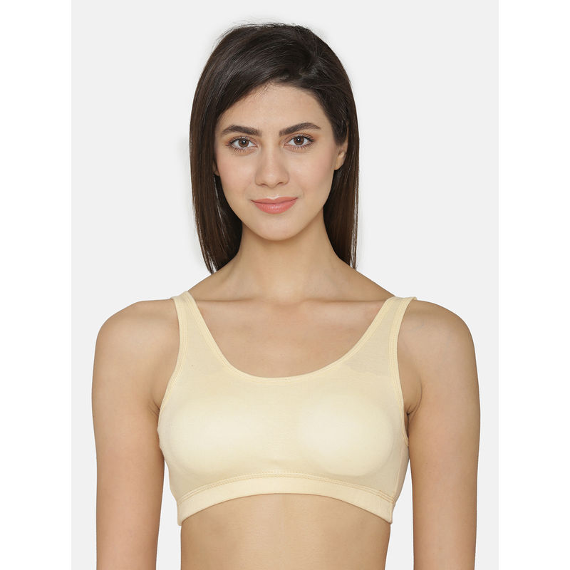 Abelino Nude Color Lightly Padded Non Wired Full Coverage Sports Bra - Nude (32B)