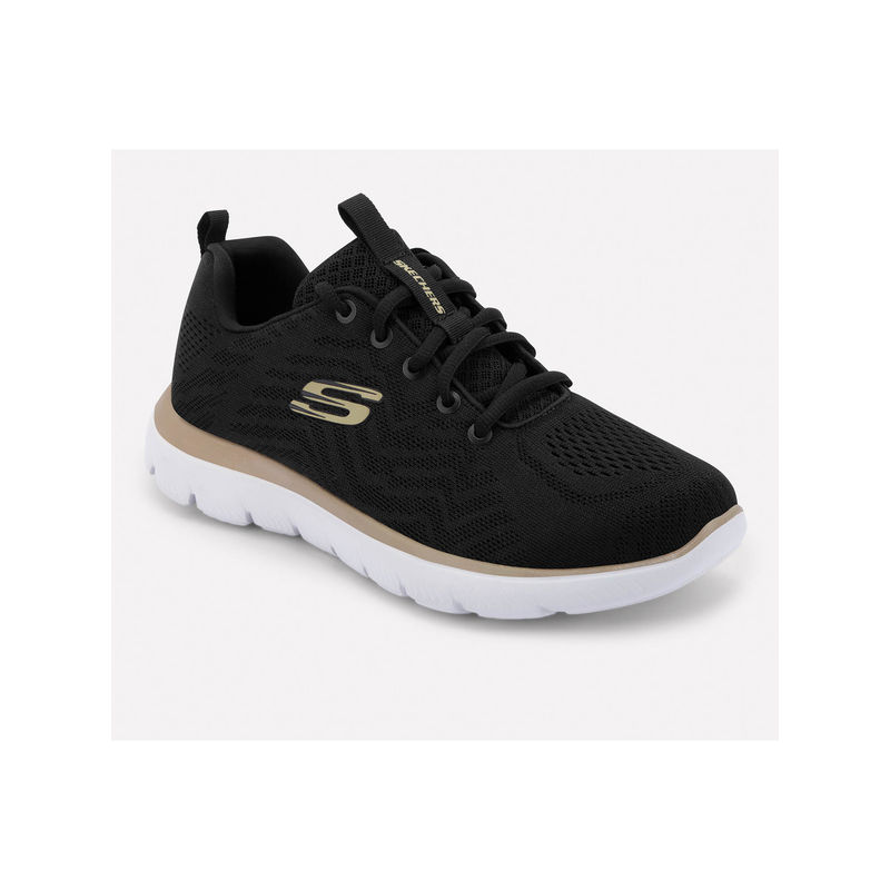 SKECHERS Womens SUMMITS Black Gold Casual Sneakers (US 10)