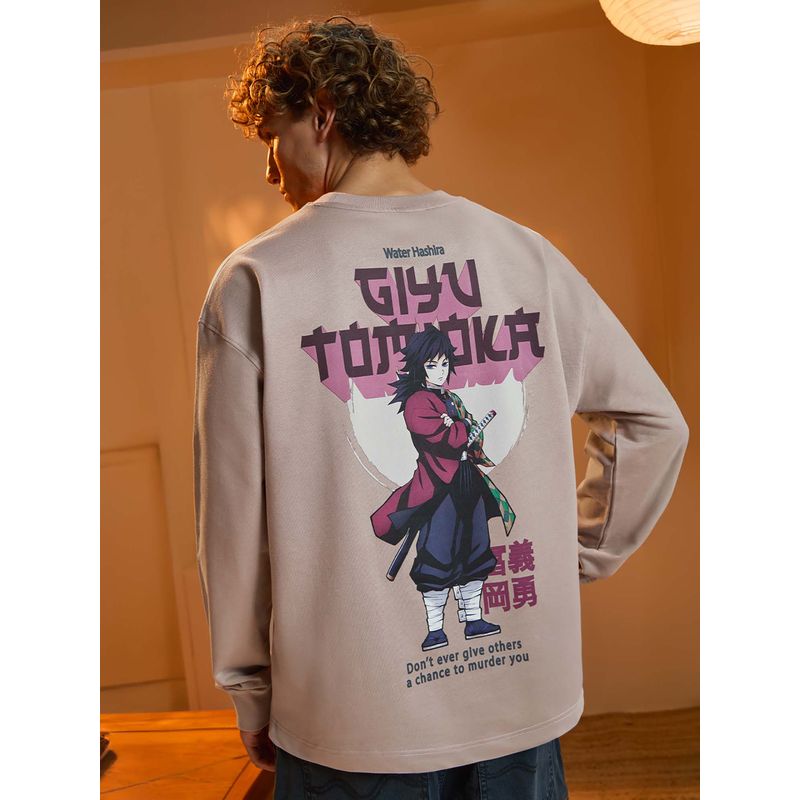 The Souled Store Official Demon Slayer: Giyu Men Oversized T-Shirt (M)