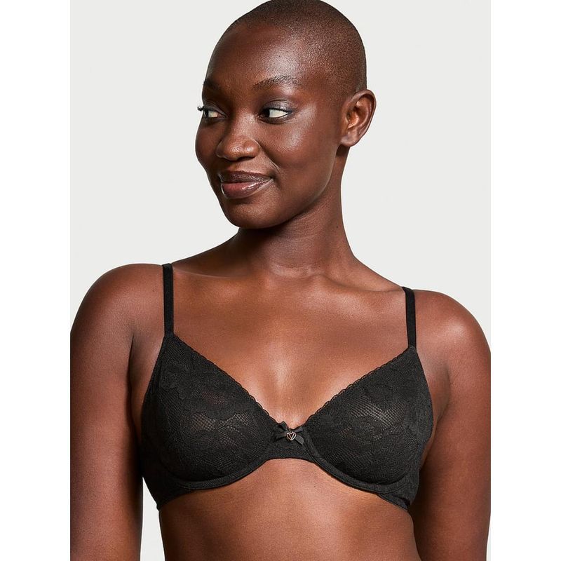 Victoria's Secret Black Body by Victoria Invisible Lift Unlined Lace Demi Bra (32B)