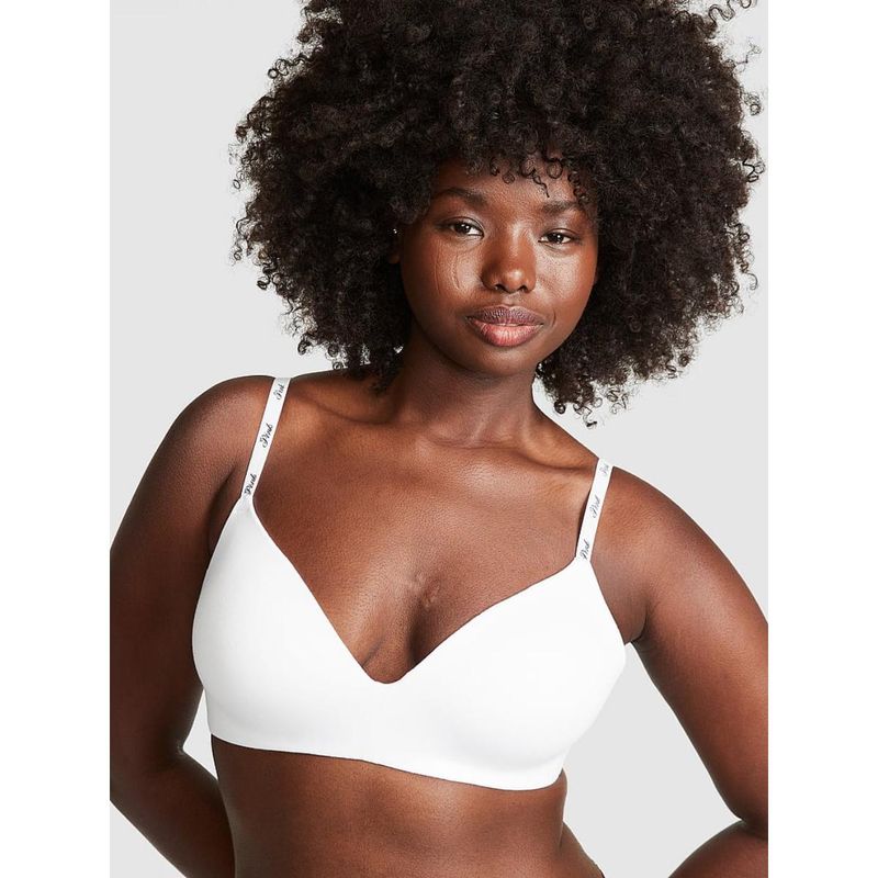 Victoria's Secret PINK Wear Everywhere Wireless Lightly Lined White Bra (32DD)